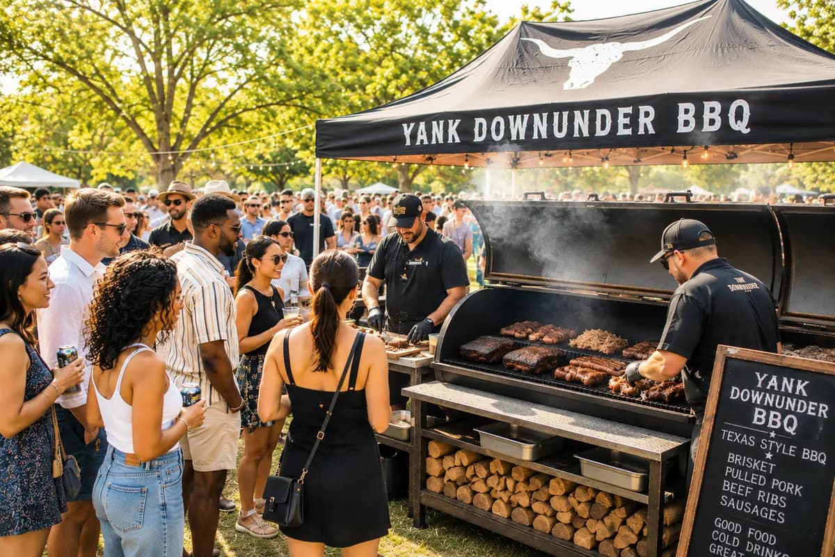 Guests watching and interacting during a pitmaster-led BBQ catering experience