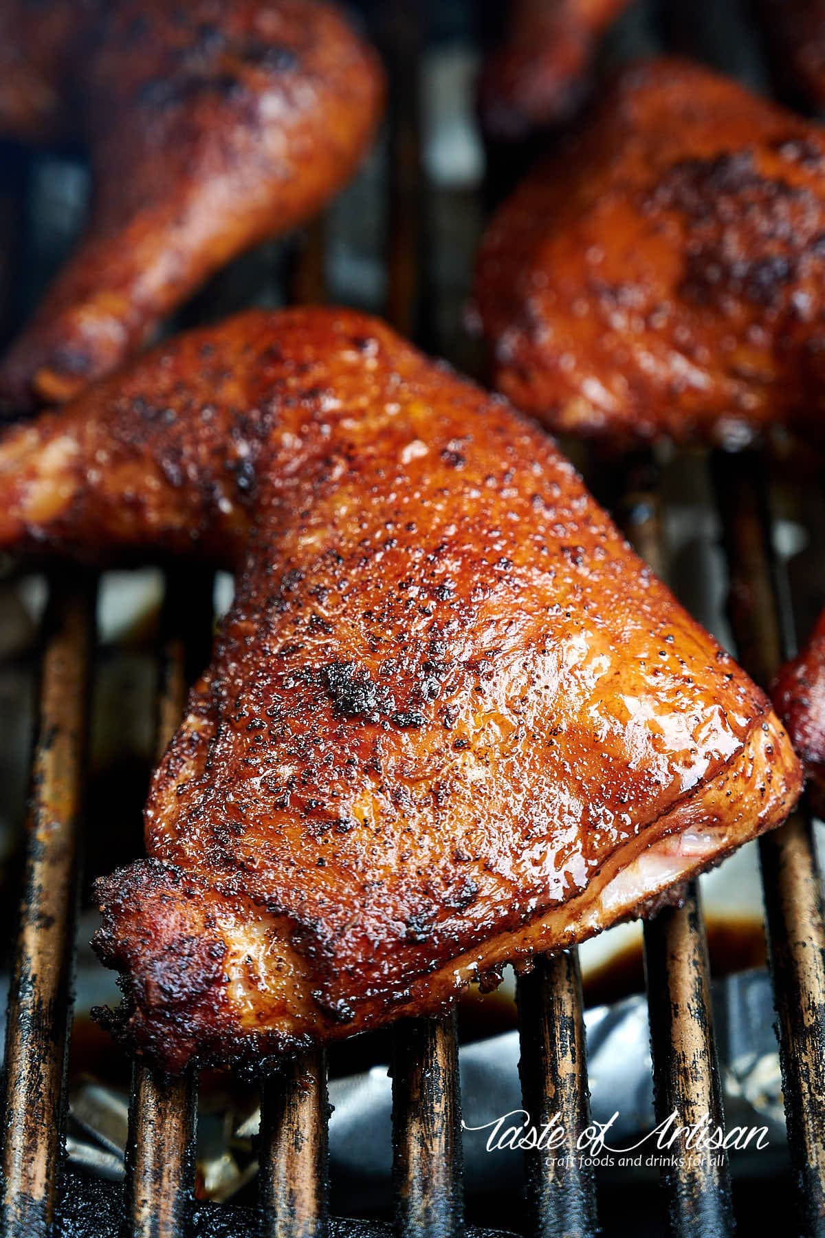 Ironbark-smoked chicken with golden seasoned skin